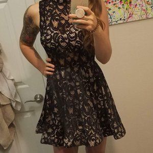 BLACK LACE DRESS WINDSOR - Prom/holiday - Keyhole back - Twirl Skirt - Women's S